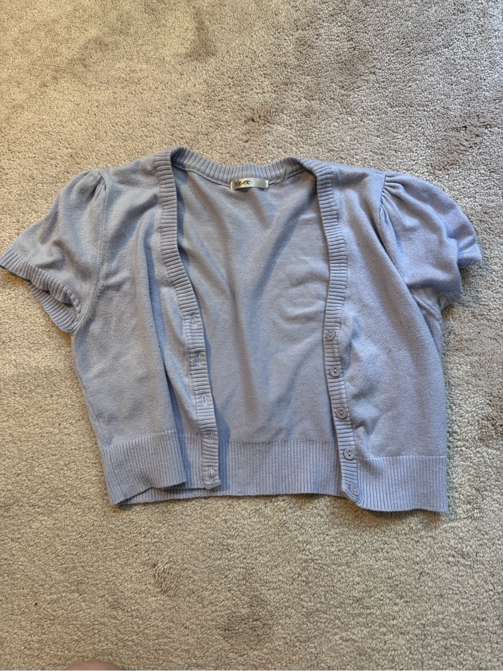 Cropped Lavender Short Sleeve Cardigan Sweater
